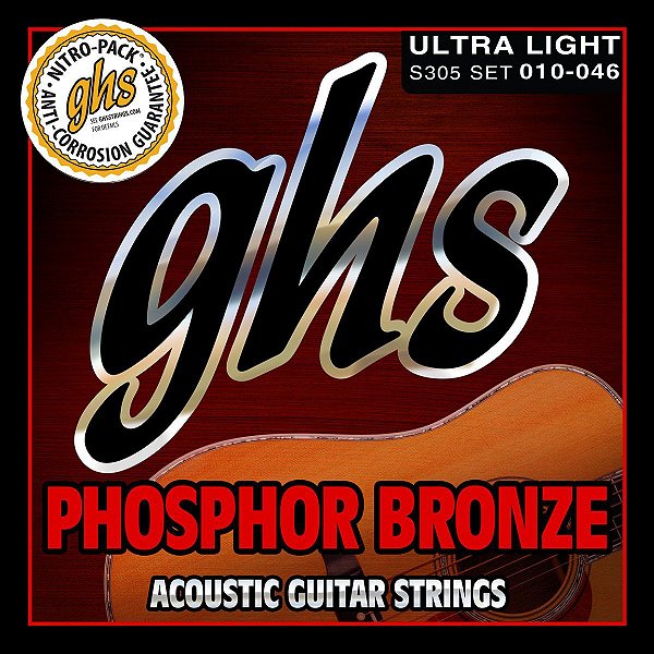 Encordoamento GHS S305 .010 Phosphor Bronze para Violão Aço