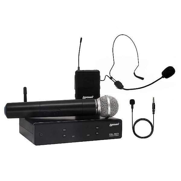 Kit de Microfones Lexsen XSL-503 UHF 2 Canais Sem Fio