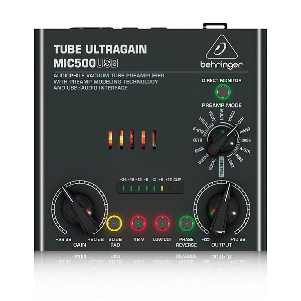 Pré Valvulado Behringer MIC500USB Tube Ultragain