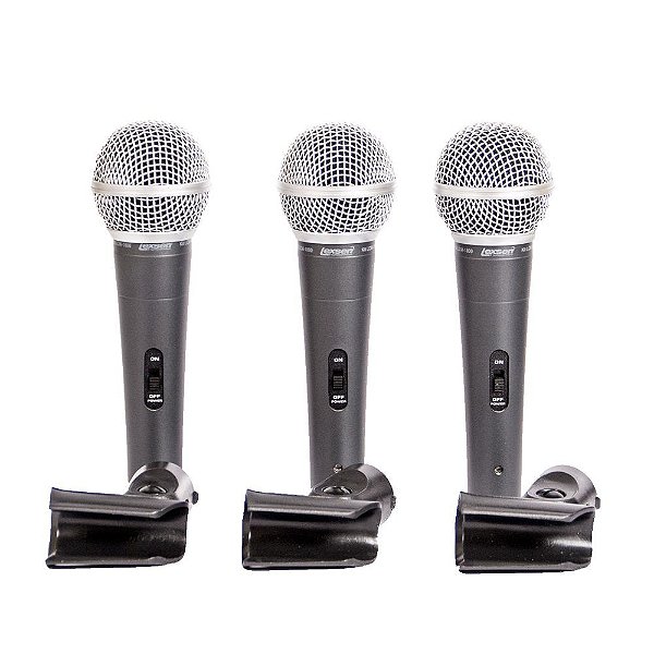 Kit c/3 Mic. c/fio supercardioides - KIT-LCM1800 - LEXSEN