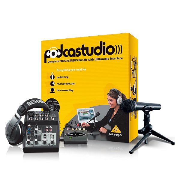 Kit Podcast Interface Estudio Behringer Podcastudio 2 Usb
