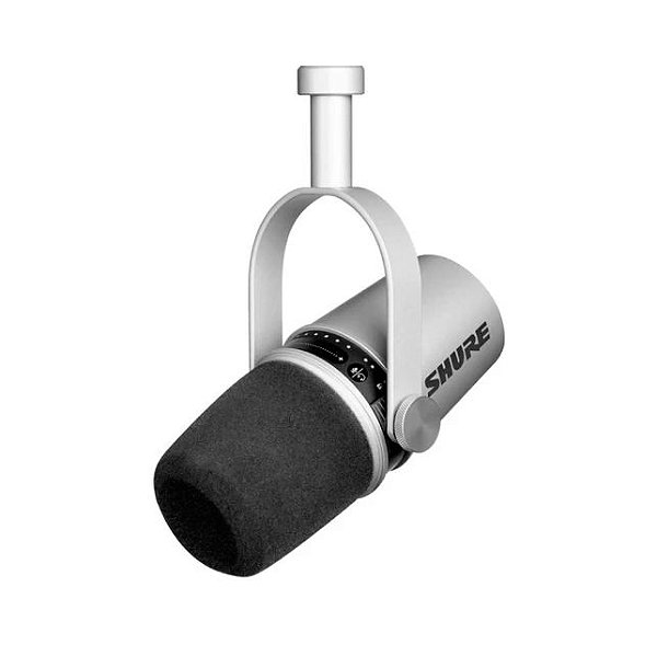 Microfone Shure MV7-S para Podcast Prata