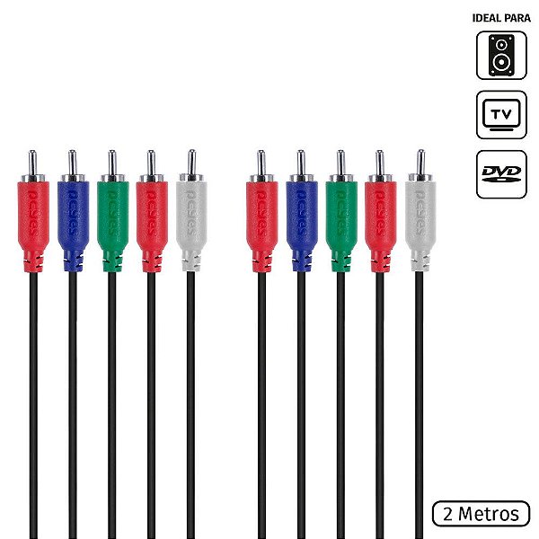 Cabo Pcyes P5R-2 RCA 5 Vias 2 Metros