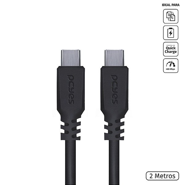 Cabo USB Pcyes Tipo C USB 2.0 2 Metros