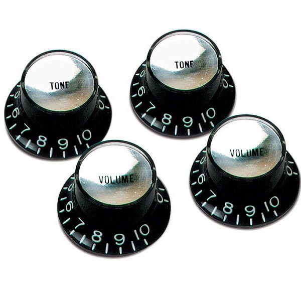 Kit com 4 Knobs Piramidal Gibson PRMK010 Preto/Cromado