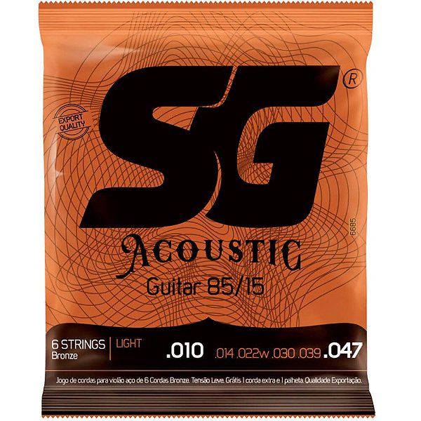 Encordoamento Sg Strings Bronze 85/15 010/.047 P/ Violão Aço
