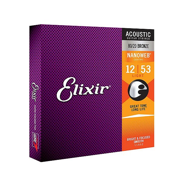 Encordoamento Elixir 11052 012/053 Leve para Violão Aço