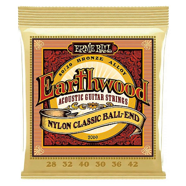 Encordoamento Ernie Ball Earthwood 2069 028 P/ Violão Nylon