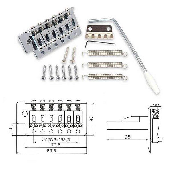 Ponte Tremolo Andaluz BT07 Vintage Strat Cromada Guitarra