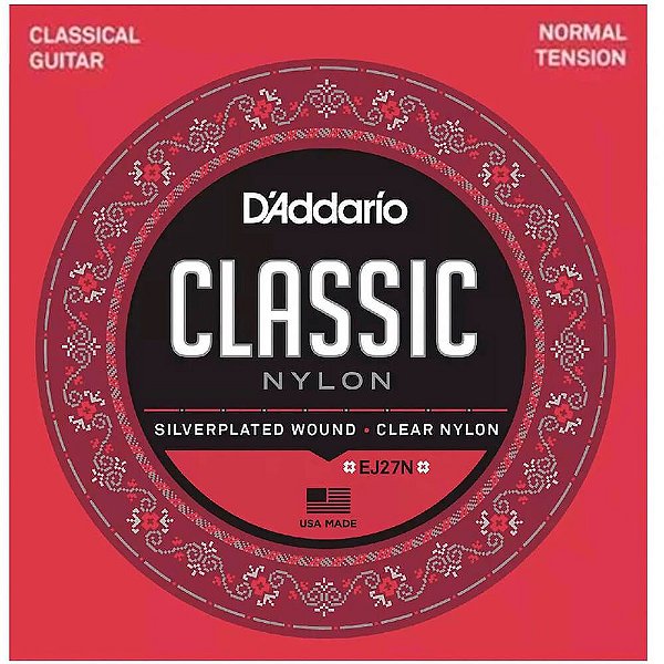 Encordoamento D'addario EJ27N Tensão Média para Violão Nylon
