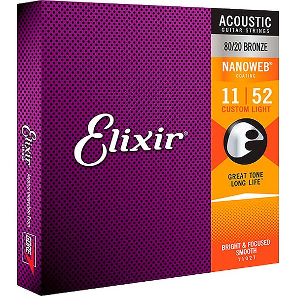 Encordoamento Elixir 11027 .011 Nanoweb para Violão Aço