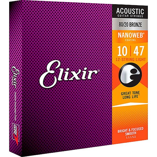 Encordoamento Elixir 11152 .010 Nanoweb para Violão 12C Aço