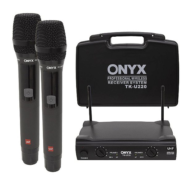Microfone Duplo Onyx TK-U220 UHF De Mão Sem Fio