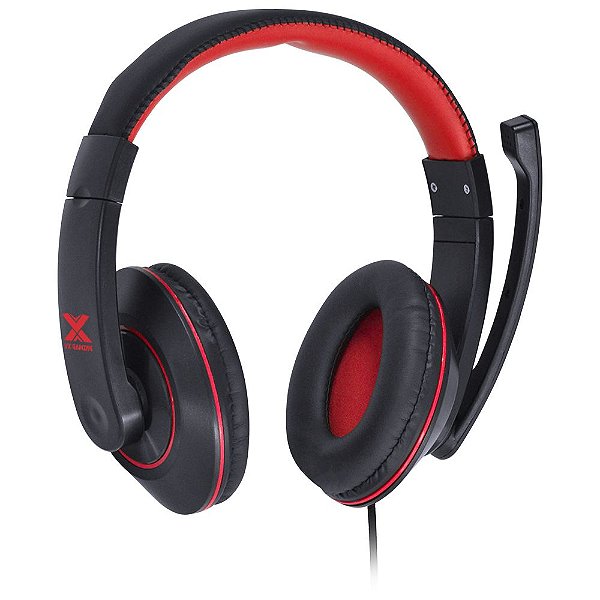 Fone De Ouvido Headset Gamer V Blade Ii P2 Estéreo Com Microfone Retrátil E Ajuste De Haste - Preto Com Vermelho