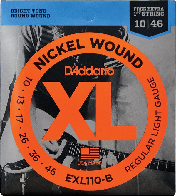 Encordoamento Para Guitarra - Exl110-b 6 Cordas Regular Light .010-.046 - Corda Mi Extra