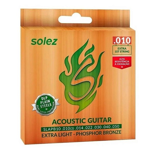 Jogo De Cordas P/violão Solez P.bronze 0.010"/0.050" Slapb10