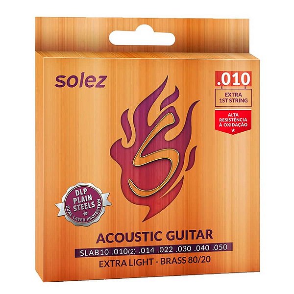Jogo De Cordas P/violão Solez Brass 80/20 0.010"/0.050" Slab10