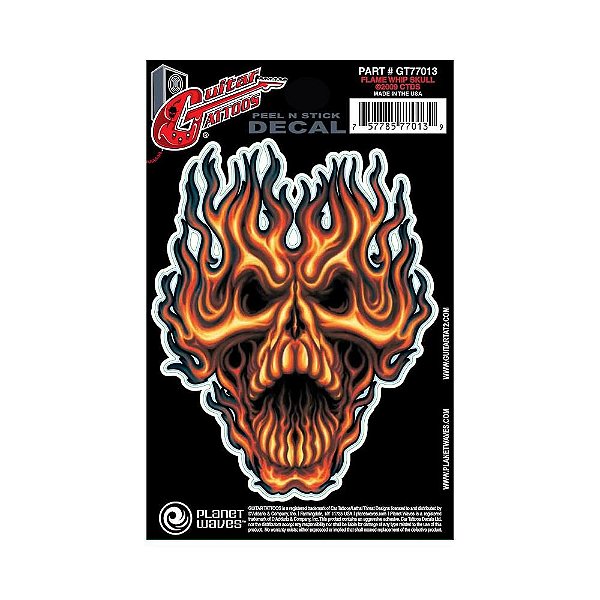 Adesivo Guitarra Flame Whip Skull Tattoo D Addario GT77013