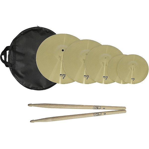 Kit Prato New York 14" 16" 18" 20" NY F1rst C/ Bag e Baqueta