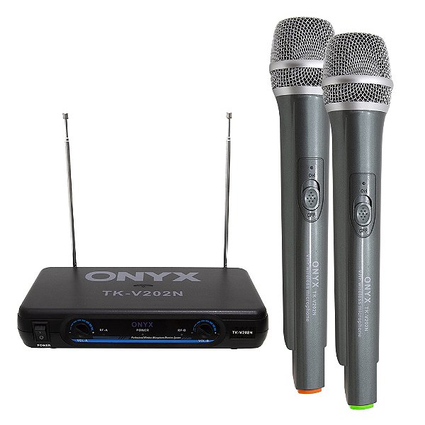 Microfone Sem Fio Duplo Onyx TK V202N VHF de Mão