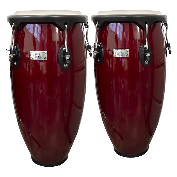 Par de Congas 11" e 12" Vermelha com Suporte New York