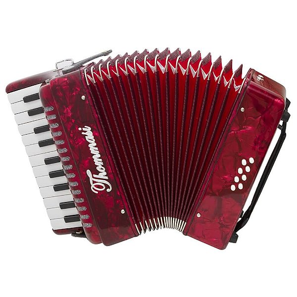 Acordeon Thommasi 8 Baixos 22 Teclas TA 822 Vermelho