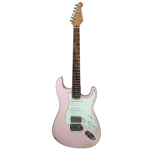 Guitarra Seizi Vintage Budokan HSS Relic Shell Pink