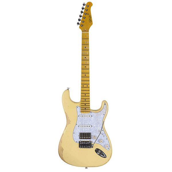 Guitarra Seizi Vintage Budokan HSS Rising Sun Relic Cream