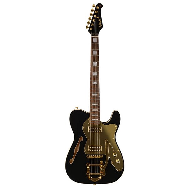 Guitarra Seizi Tele Vintage Origami Black Gold com Bag