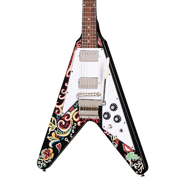 Guitarra Epiphone Jimi Hendrix Flying V Love Drops Ebony