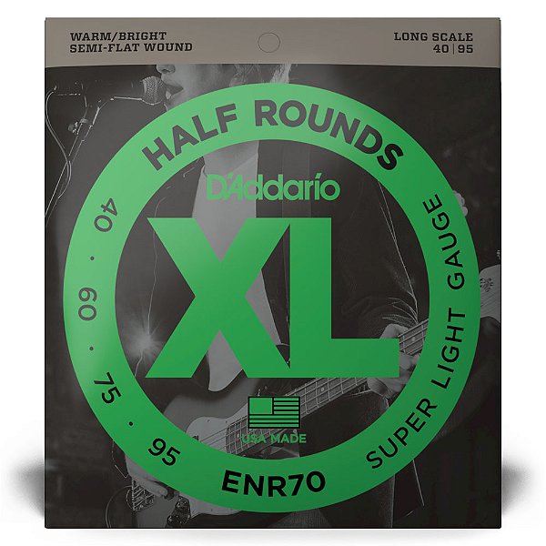 Encordoamento D'addario ENR70 Half Rounds .040 para Baixo 4C