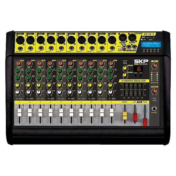 Mesa de Som Amplificada SKP PRO VZ100-II 2000w 10 canais