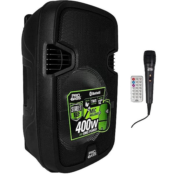 Caixa de Som Portátil Pro Bass Street 12" 400w Bateria