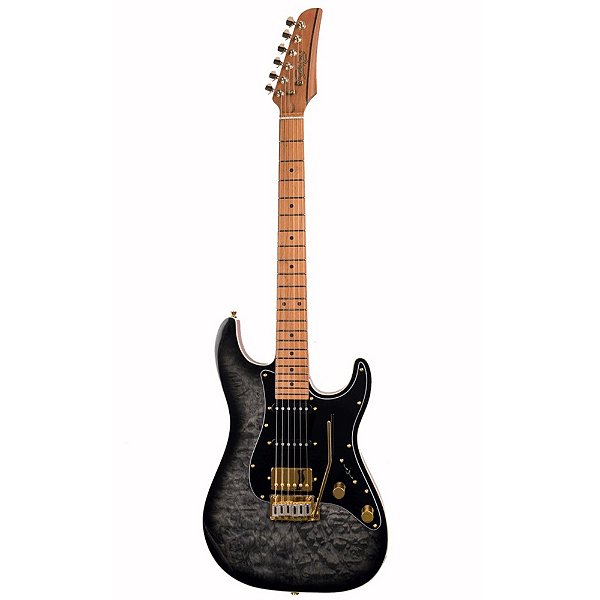 Guitarra Seizi Katana Musashi Plus HSS RM Quilted Black Gold