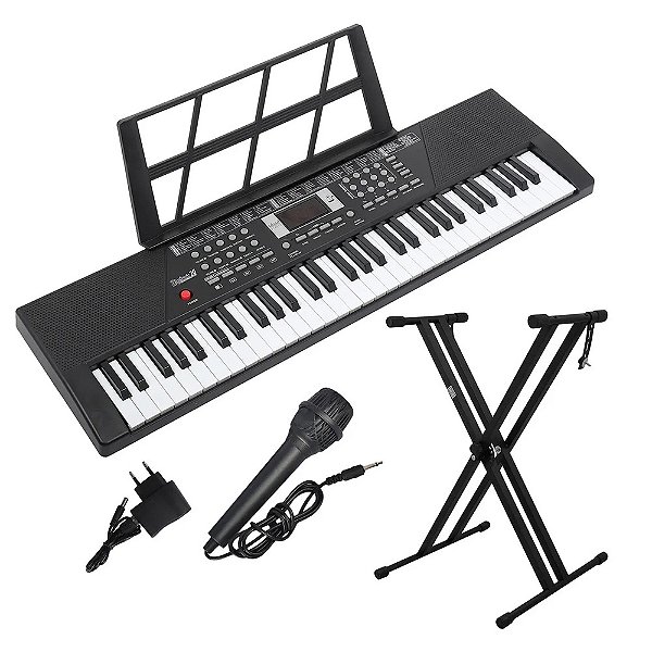 Kit Teclado Portátil Rhythmic 20 61 Teclas Com Suporte Em X