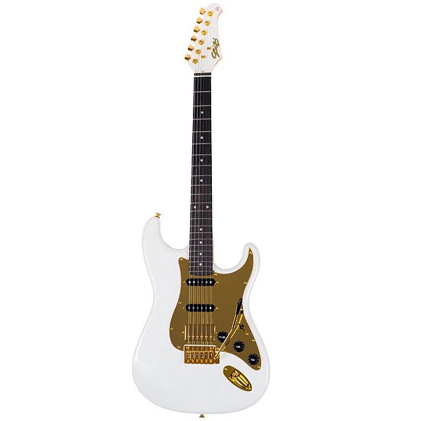 Guitarra Seizi Vintage Budokan White Gold Mirrored com Bag