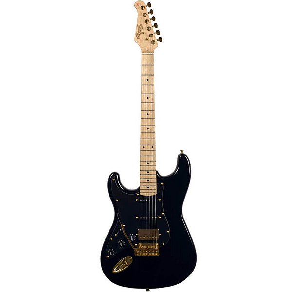 Guitarra Seizi Vintage Budokan Left Black Gold Canhoto