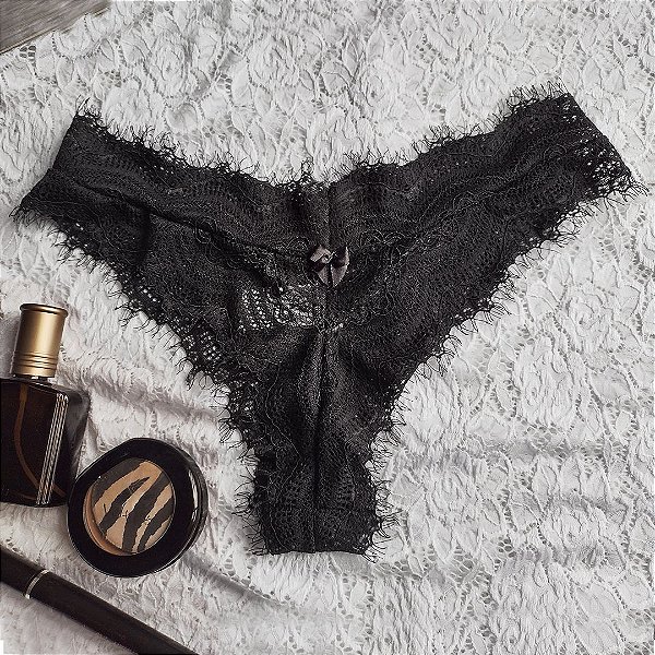 Tanga em Renda Cílios com forro algodão Antialergico