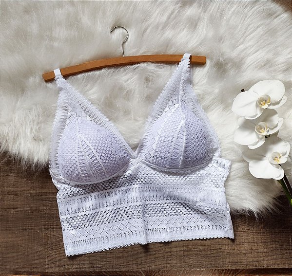 Cropped Top em Renda com bojo triângulo - Outwear e moda íntima