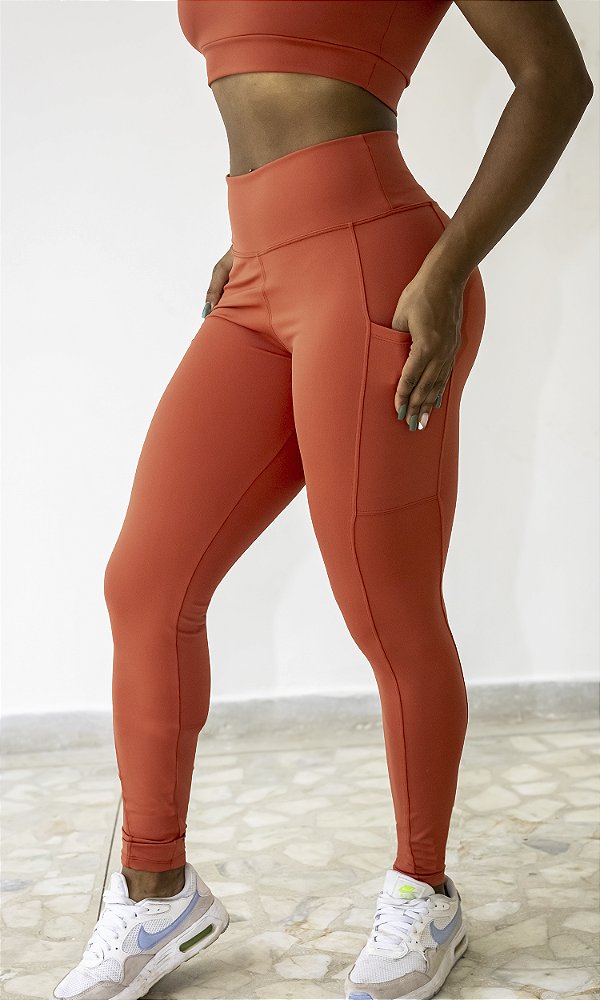 Calça Legging fitness feminina com bolsos Poliamida ultra premium UV50+