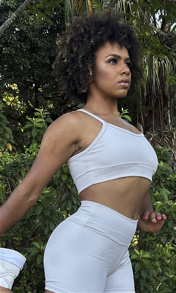 Top Fitness Basic Alcinha Paralela em viés com Bojo Removível Proteção UV50+