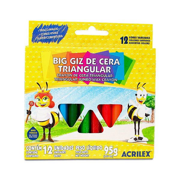 Big Giz de Cera Triangular c/12 Cores