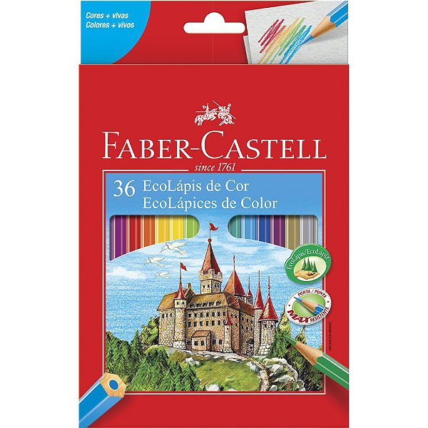 Lápis de Cor Sextavado EcoLápis 36 Cores Faber-Castell - Ref. 120136G