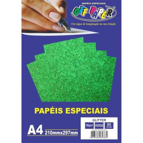 Papel Glitter Verde A4 - Off Paper