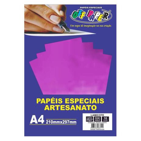 Papel Lamicote Rose Gold A4 250g/m² Off Paper - 10 Folhas