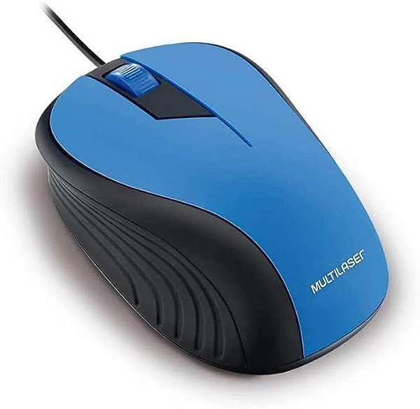Mouse Com Fio Wave Conexão USB 1200dpi Cabo de 130cm 3 Botões Textura Emborrachada Azul - MO226
