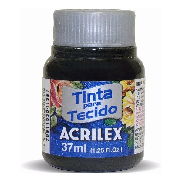 Tinta de tecido fosca 37ml preta 520