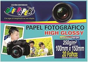 Papel Fotográfico 250g - 20 folhas - 100mm x 150mm