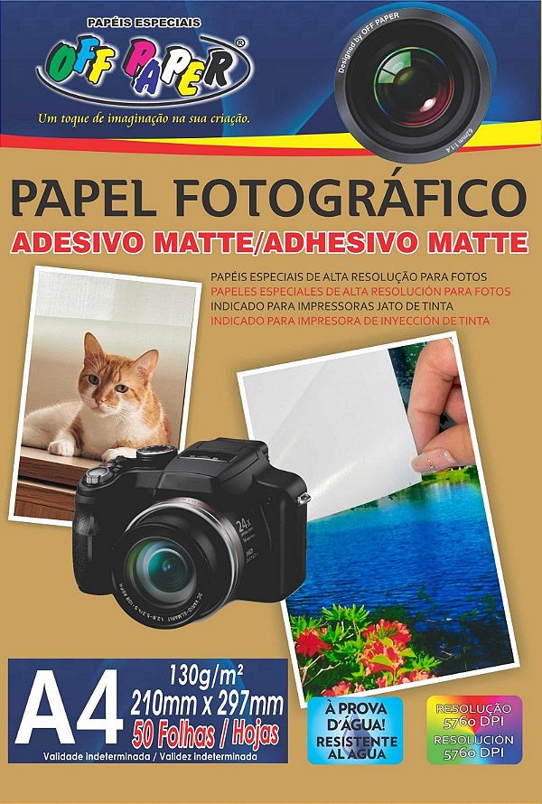 Papel Fotográfico Adesivo Fosco A4 130g Off Paper