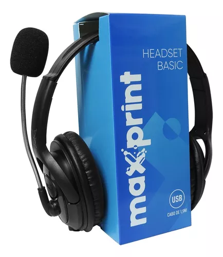 Headset Basic USB 2.0 Preto Maxprint